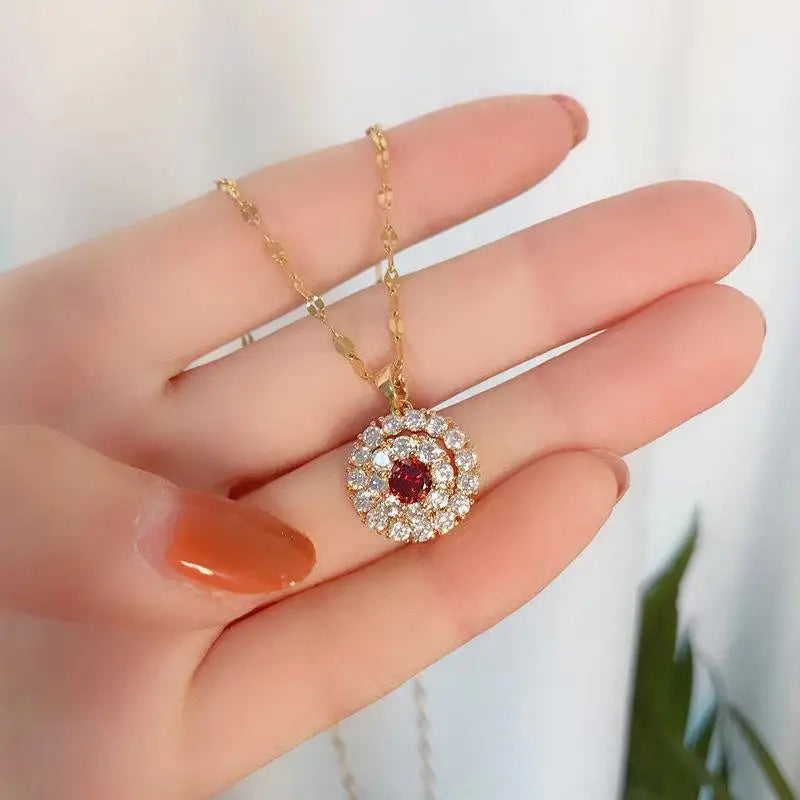 HOYON No fading 18K Gold One Eye Necklace Women's Jewelry Diamond Style Bijoux Femme Collares Natural Gem Pendant with Necklace - Uknowucme