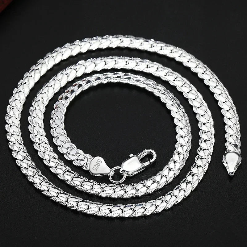 Hot 925 Sterling Silver 5MM 18K Gold Full Sideways Figaro Chain Necklace For Woman Man Fashion Wedding accessories Jewelry Gifts - Uknowucme
