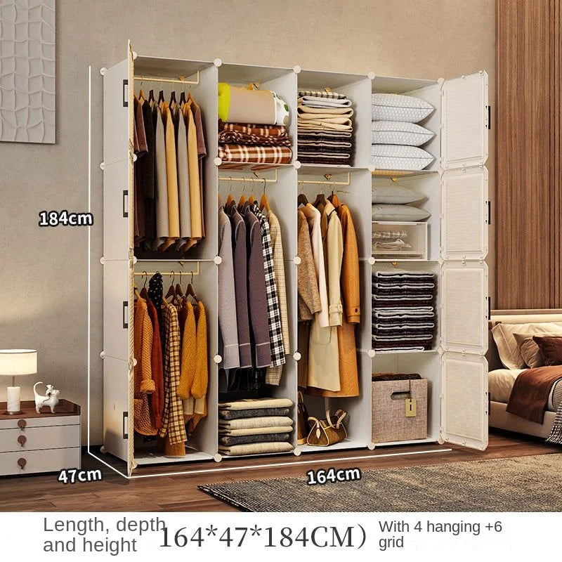 Simplicity Household Wardrobe Bedroom Furniture Clothing Organizer Rack Assemble Storage Cabinets Dustproof Collapsible Locker - Uknowucme