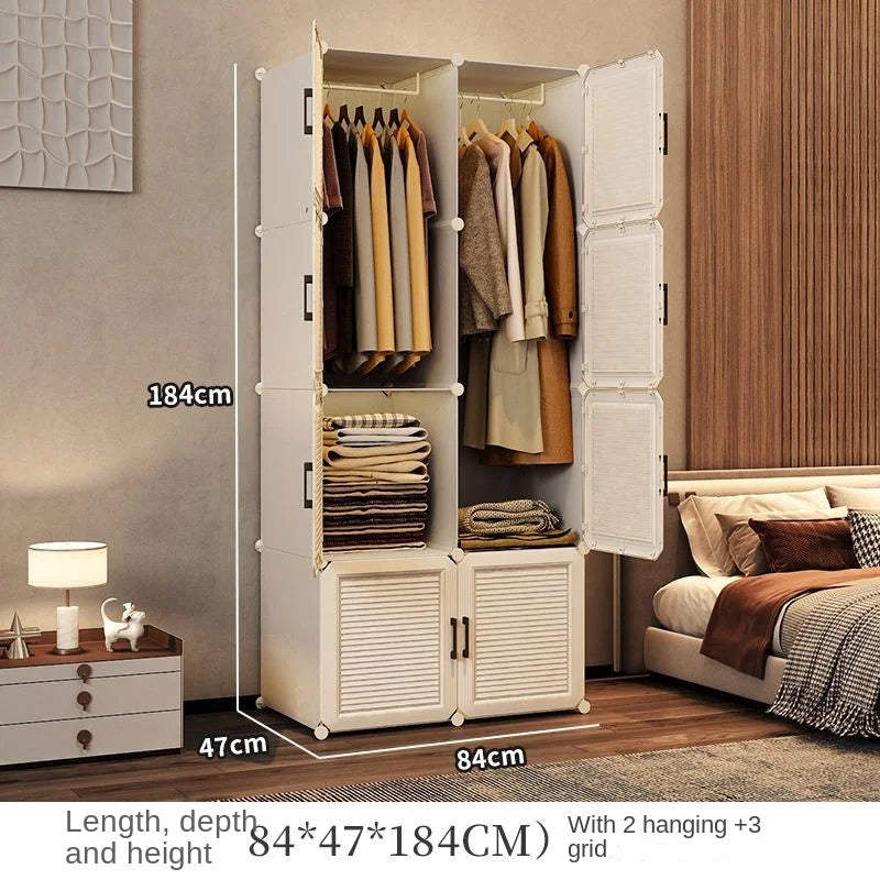 Simplicity Household Wardrobe Bedroom Furniture Clothing Organizer Rack Assemble Storage Cabinets Dustproof Collapsible Locker - Uknowucme