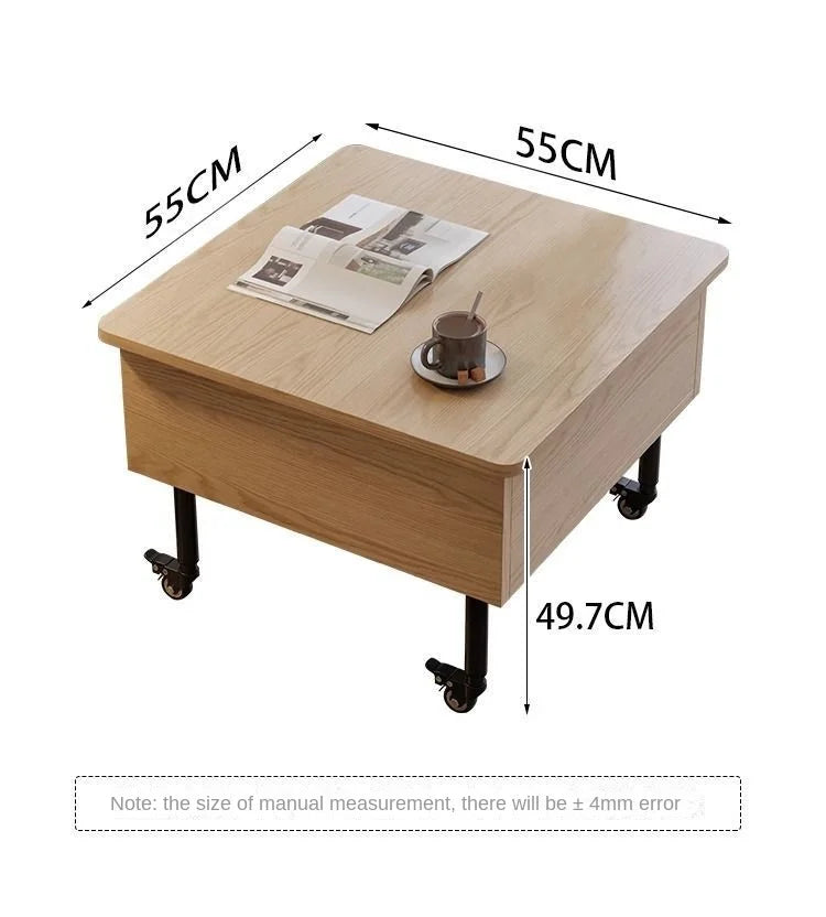 Realife Tea Table Simple And Adjustable Solid Wood Rock Board Small Table Japanese Cream Style Movable Living Room Side Table - Uknowucme