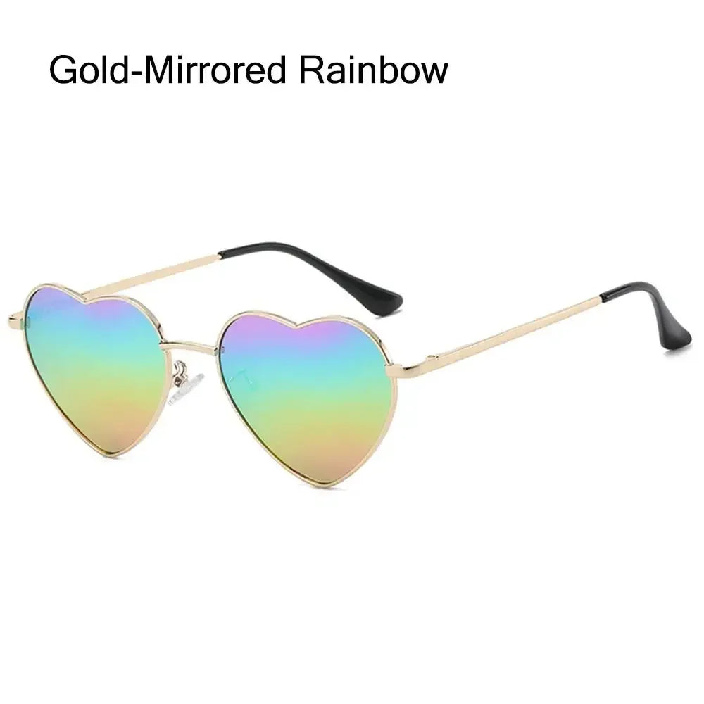 Heart-Shaped Sunglasses Heart Sun Glasses Shades Vintage 90s Glasses UV400 Protection Metal Frame Sunglasses Fancy Accessories - Uknowucme