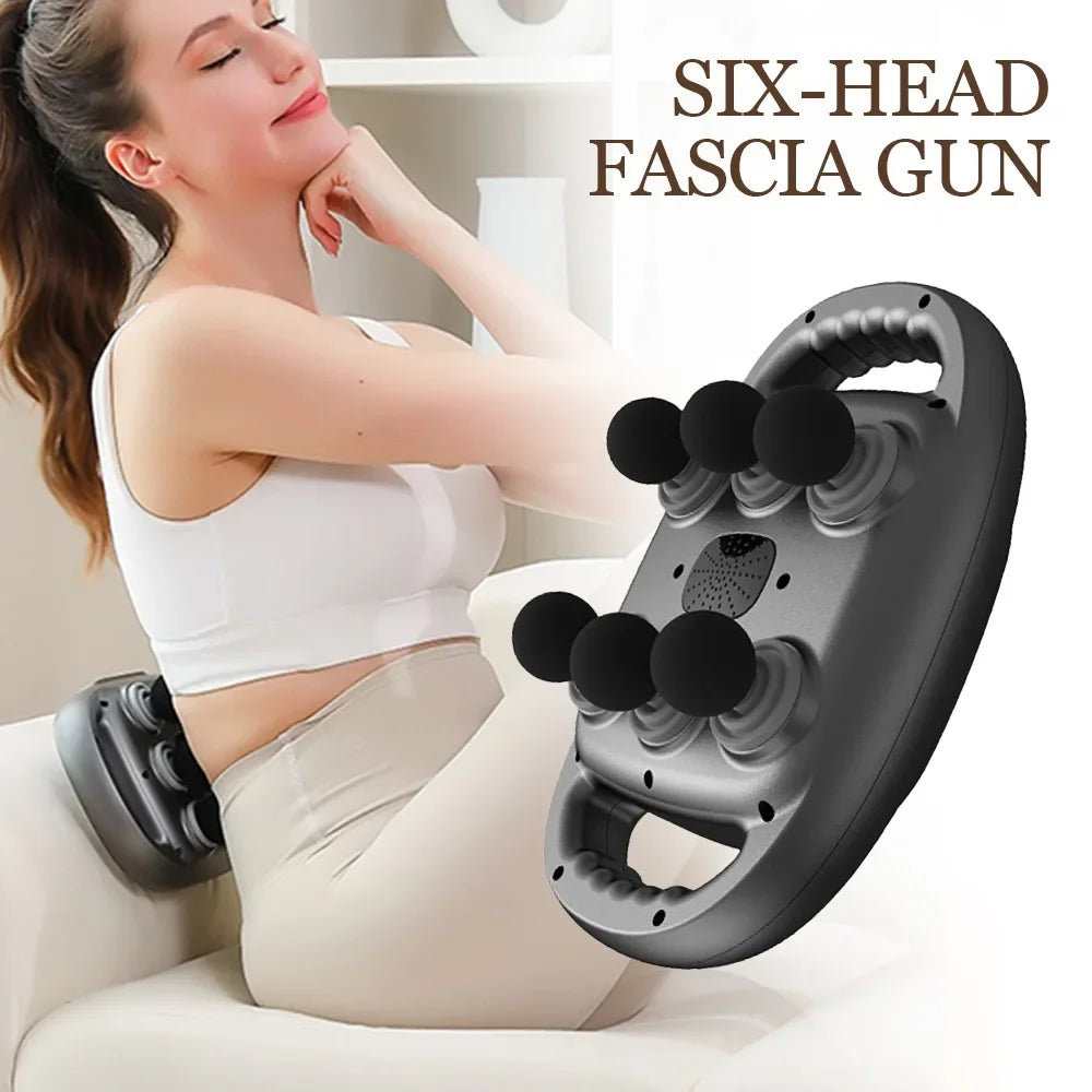 Six-head Fascia Gun High-Frequency Vibration Body Massage Gun Back and Waist Massager Massager Neck Shoulder Massager masajeador - Uknowucme