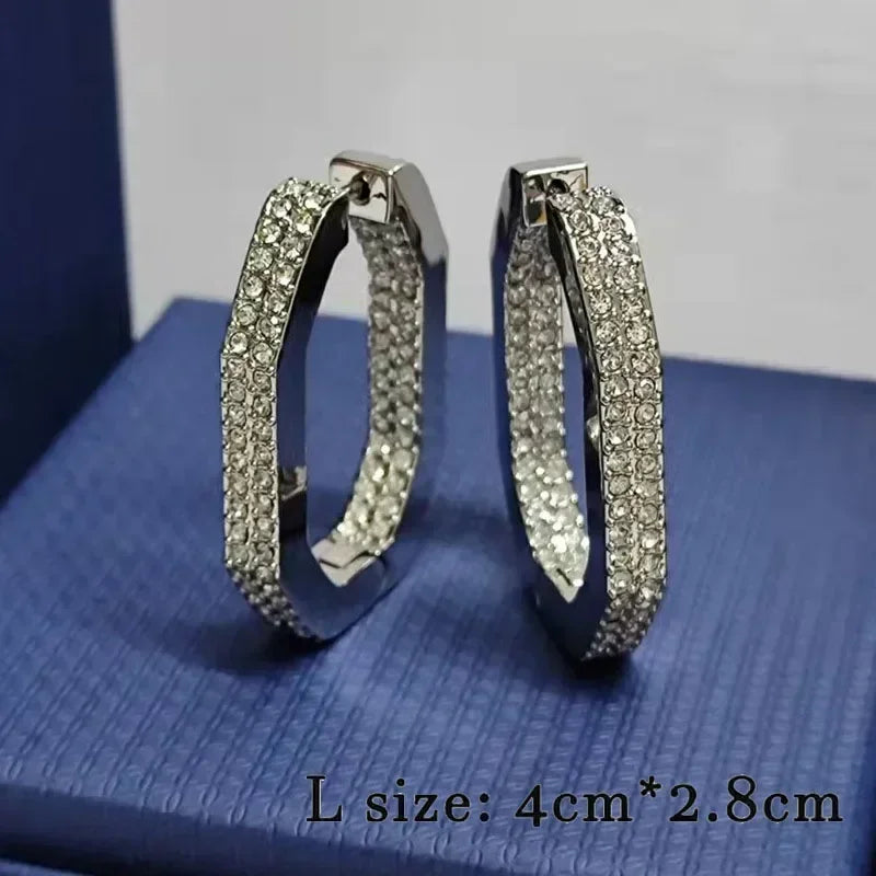 2025 New Trend Fine Jewelry Sets Charm Personality Gold Silver Geometric Crystal Fashion Personality Necklace Earrings for Women - Uknowucme