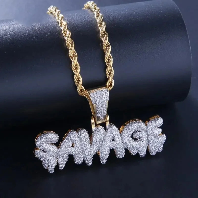 Hip-Hop Inlaid Icy Zirconia Knuckle Pendant Suitable for Men\ - Uknowucmes Domineering Trend Necklace Rock Party Jewelry Gift - Uknowucme