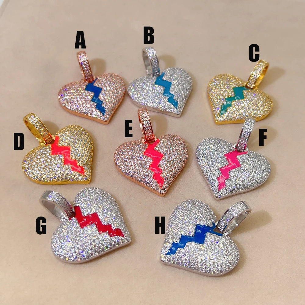 Fluorescence Heart Moissanite Pendant Necklaces For Men S925 Silver Real Diamond Necklace Women Jewelry Pass Tester With GRA - Uknowucme