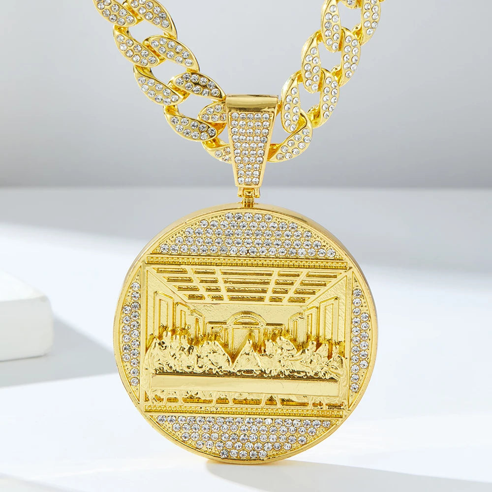 Hip hop Last Supper Pendant Jewelry Necklace Rap Singer Necklace Religious Men and Women Cuban Pop Chain Gift - Uknowucme