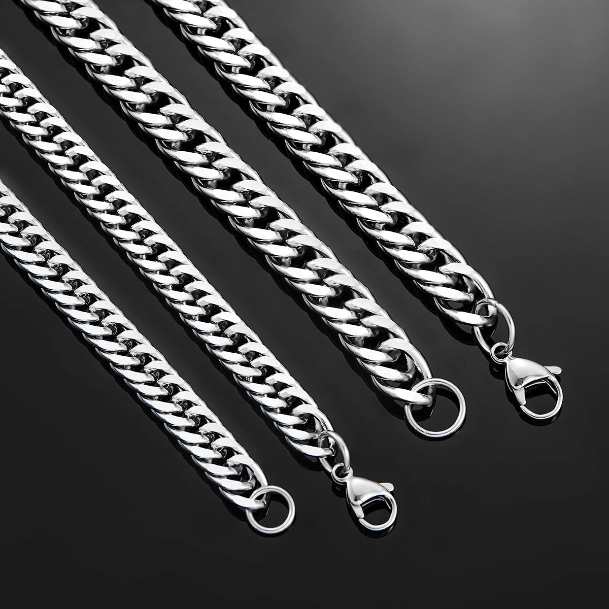 4.8mm/5.8mm/6.6mm/7.5mm/9.2mm Stainless Steel Cuban Link Chains Classic Men Boy Curb Chunky Necklace 14 to 30 Inches - Uknowucme