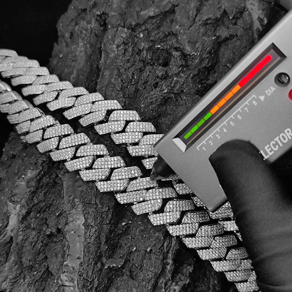 Pass Diamond Miami Hip Hop Jewelry VVS Stone Shiny 3ROW Women 10/15/20mm925 Sterling Silver Necklace Moissanite Cuban Link Chain - Uknowucme