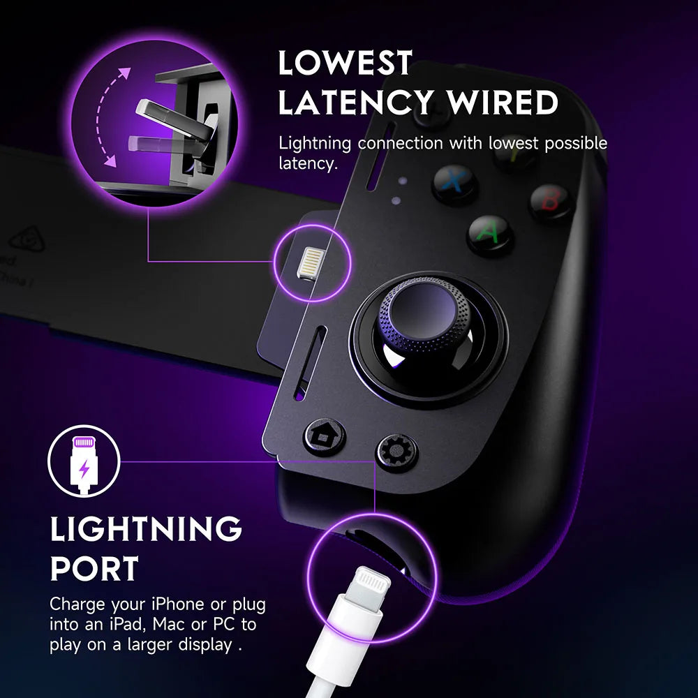 EasySMX M10 Lightning Mobile Phone Controller for iPhone, Arcade, PS Remote Play, Xbox Cloud Gaming, GeForce, Hall Effect - Uknowucme