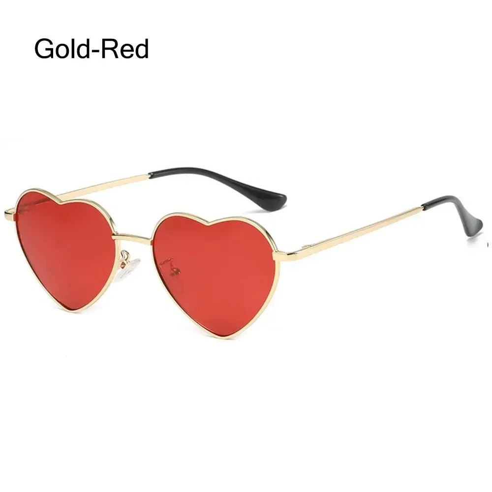 Heart-Shaped Sunglasses Heart Sun Glasses Shades Vintage 90s Glasses UV400 Protection Metal Frame Sunglasses Fancy Accessories - Uknowucme