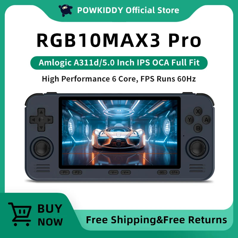 POWKIDDY RGB10 MAX3 Pro Retro Pocket 854*480 5 Inch Ips Screen Amlogic A311D Open-Source Handheld Game Console Children's Gifts - Uknowucme