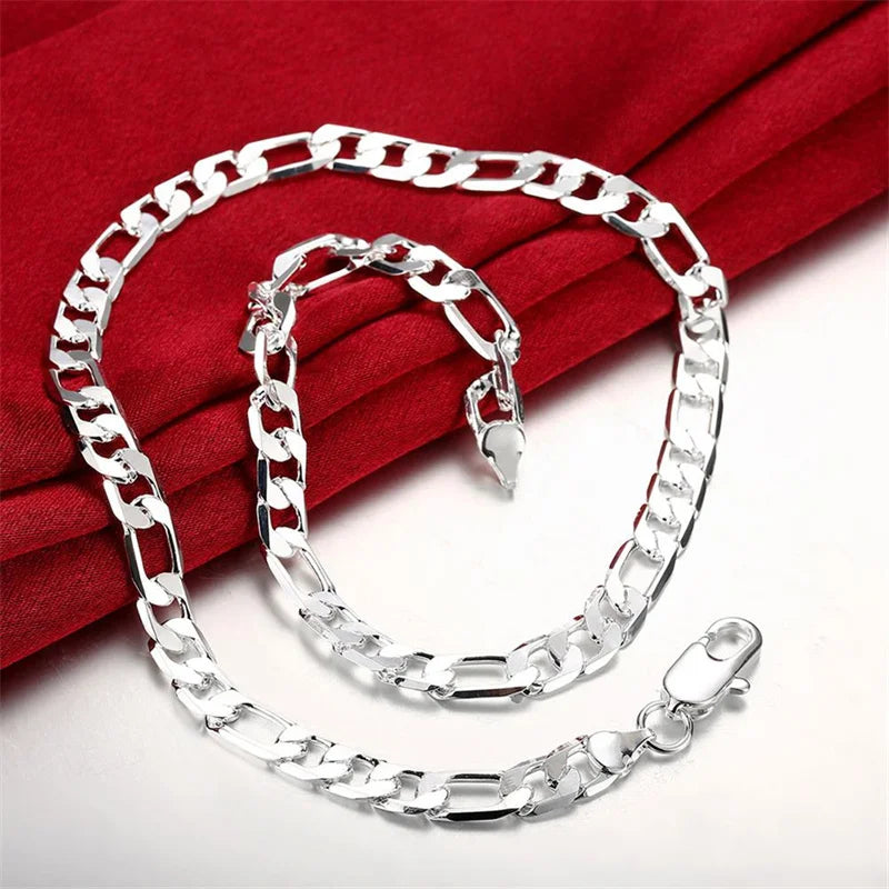 High Quality Men's 8mm 24'' 60cm Gold Necklace 24k Yellow Gold Color Figaro Chain Necklace For Male Luxury Jewelry - Uknowucme