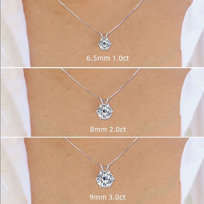Lnngy 0.5ct-5ct Moissanite Pendant Necklace With Certificate For Women Original Real 925 Silver Chain Solitaire Drop Necklaces - Uknowucme