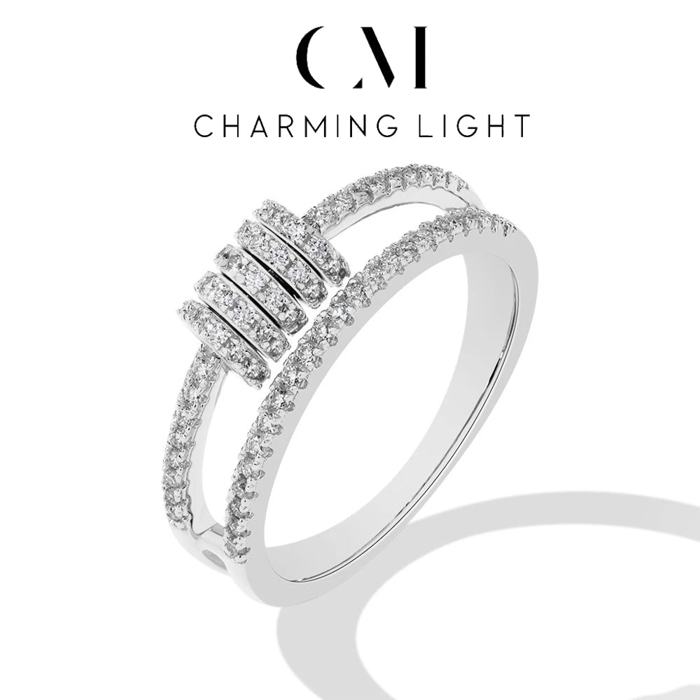 CHARMING Customize Full Moissanite Ring Brilliant Lab Diamond 925 Sterling Sliver Gold for Women Plated Wholesale Fine Jewelry - Uknowucme