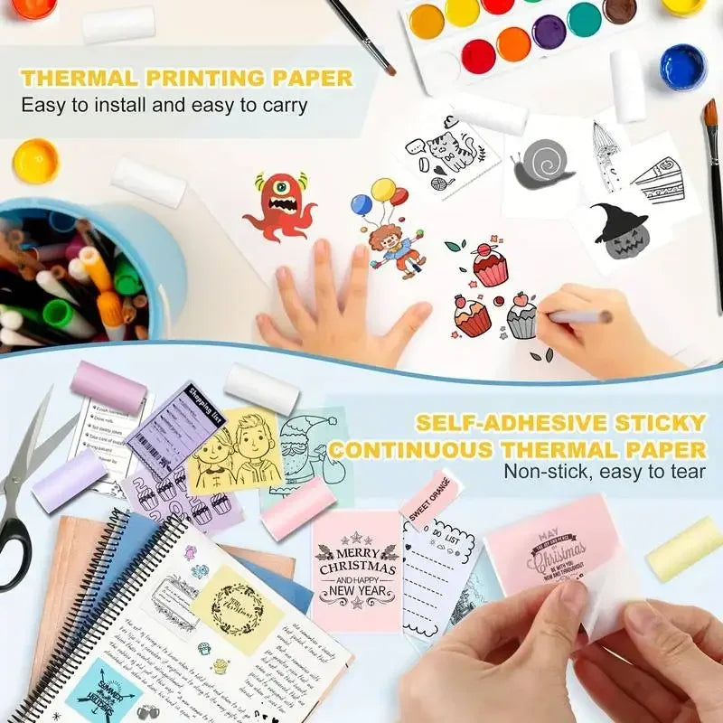 Adhesive Photo Thermal Paper 57mm,Label Sticker Color Photo White Paper For Mini Portable Pocket Mobile Printer - Uknowucme