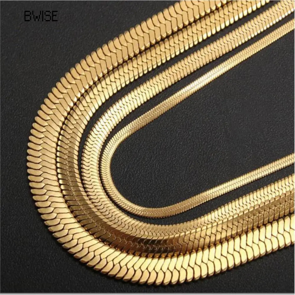 Hot Fashion Unisex Snake Chain Women Necklace Choker Stainless Steel Herringbone Gold Color Chain Necklace For Women Jewelry - Uknowucme