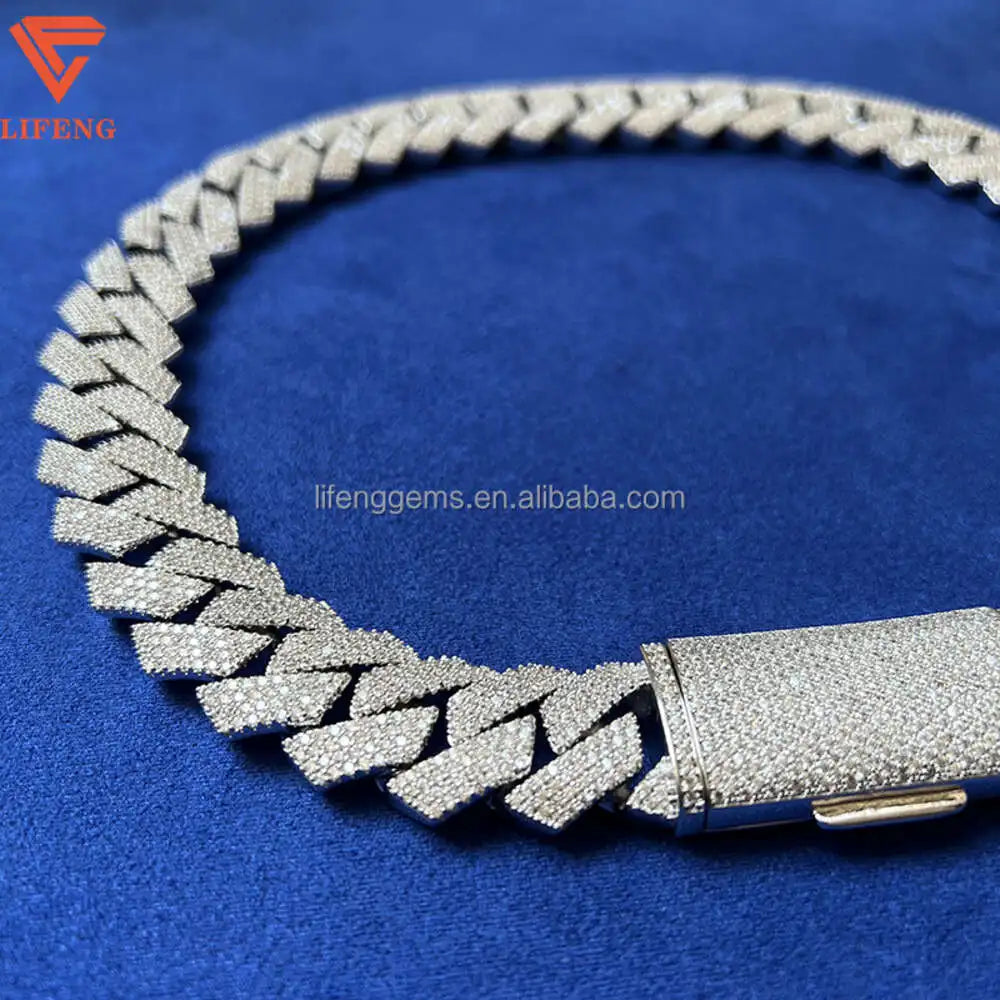 Lifeng Jewelry Vvs Moissanite 18mm Cuban Chain Vvs Moissanite Cuban Chain Hip Hop Necklace Iced Out Diamond Cuban Chain - Uknowucme