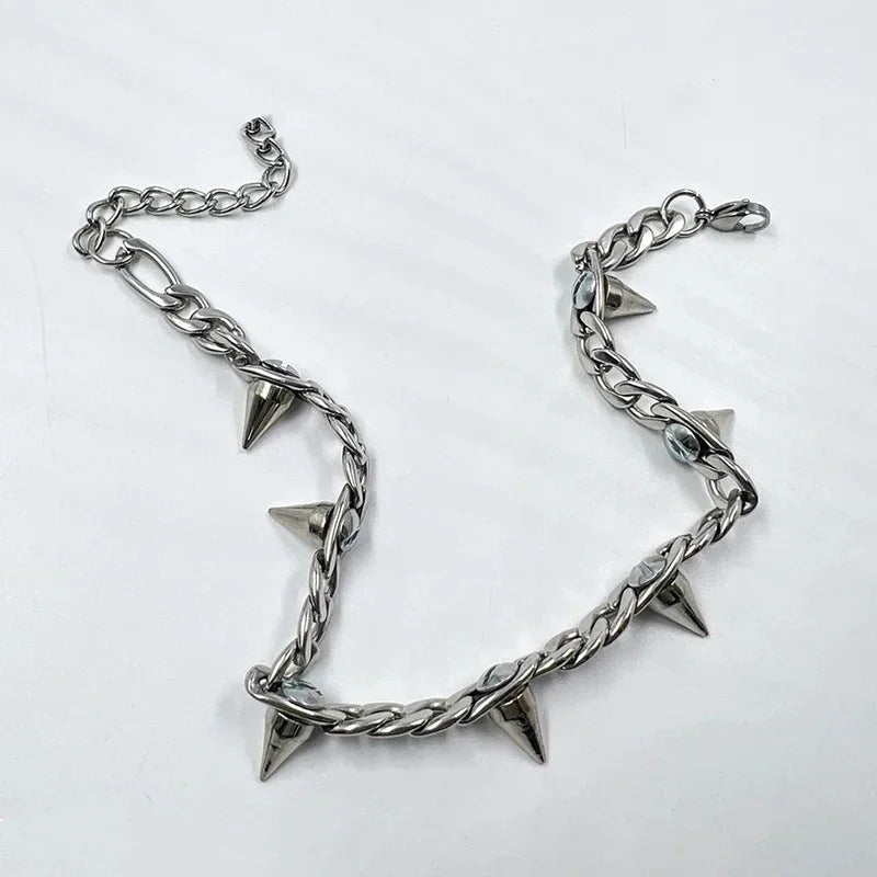 Hip -hop Metal Rivet Pendant Necklace For Women Men Punk Rock Gothic Fashion Necklace Charm 90s Aesthetic Jewelry Gift - Uknowucme