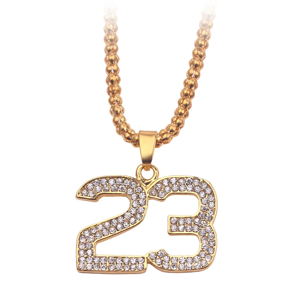 Basketball Hoop Pendant Necklace Basketball Legend Number 23 Drop Necklace Men Hip Hop Rock Neck Chain Jewelry Accessories - Uknowucme