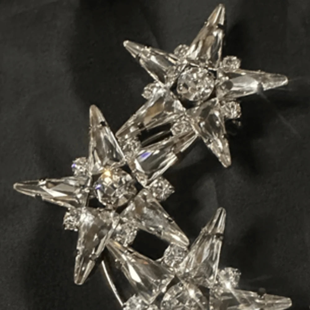 Stonefans Elegant Crystal Star Ear Cuff Earrings Without Piercing Jewelry 2024 Trend Bridal Large Rhinestone Earrings for Women - Uknowucme