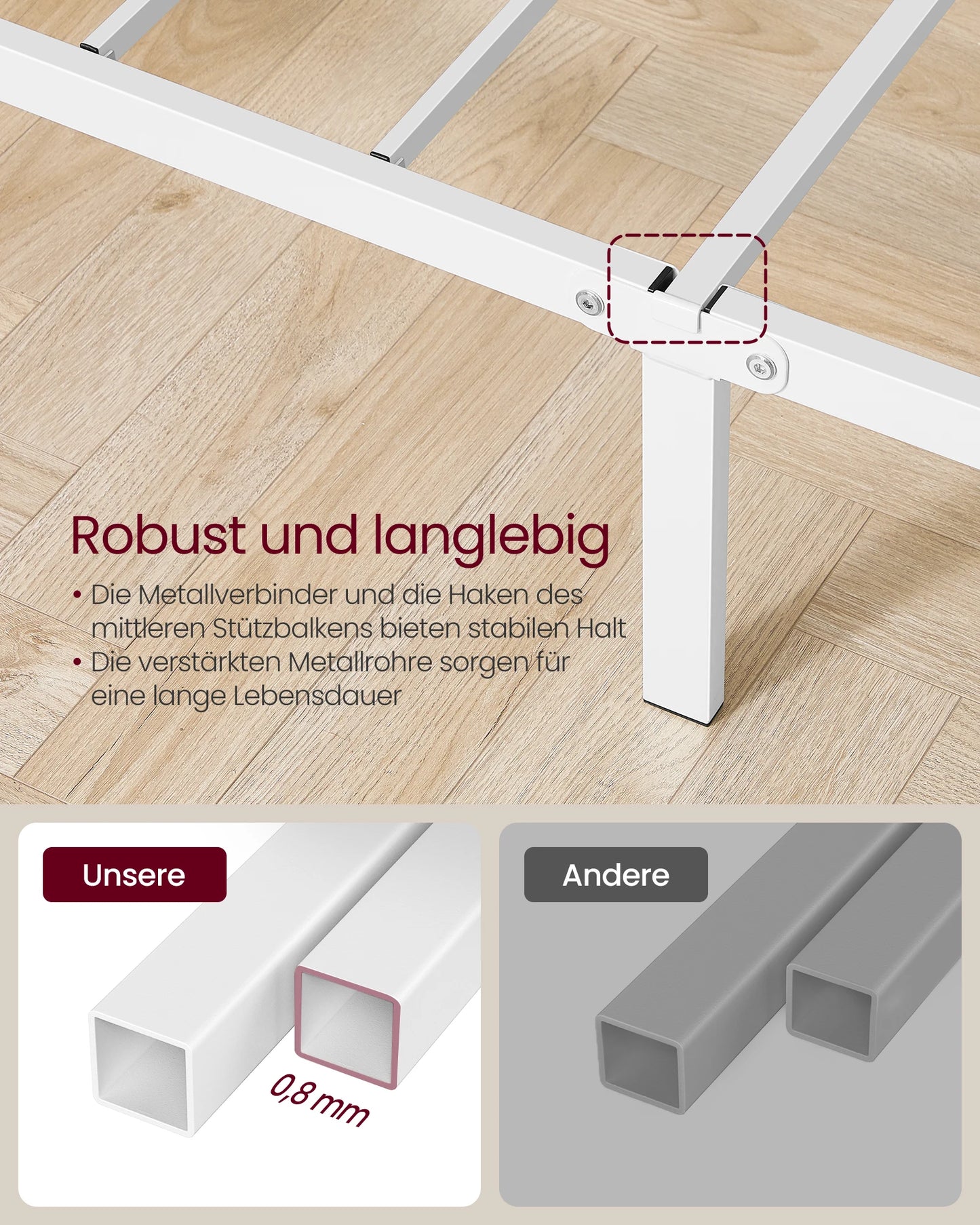 VASAGLE bed 90x200 cm, guest bed, single metal bed, bed rack, bed frame, metal bed, easy assembly - Uknowucme
