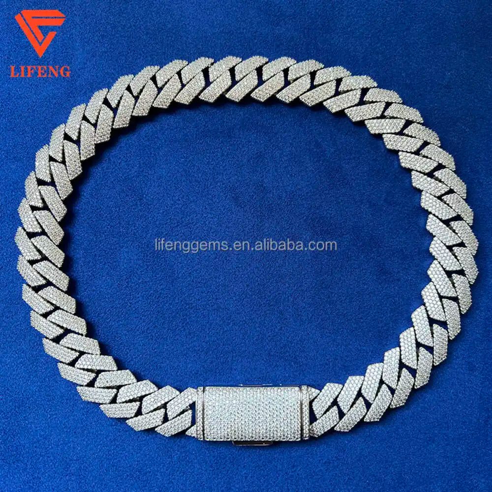 Lifeng Jewelry Vvs Moissanite 18mm Cuban Chain Vvs Moissanite Cuban Chain Hip Hop Necklace Iced Out Diamond Cuban Chain - Uknowucme