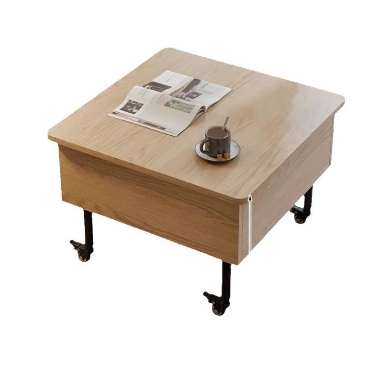 Realife Tea Table Simple And Adjustable Solid Wood Rock Board Small Table Japanese Cream Style Movable Living Room Side Table - Uknowucme