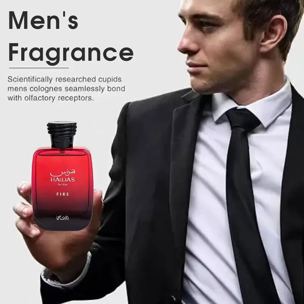 100ml Hawas Fire Men's EDP Spray Long-lasting Arabian Luxury, Fresh Rich Scent, Premium Masculine Fragrance Ideal for Nights Out - Uknowucme