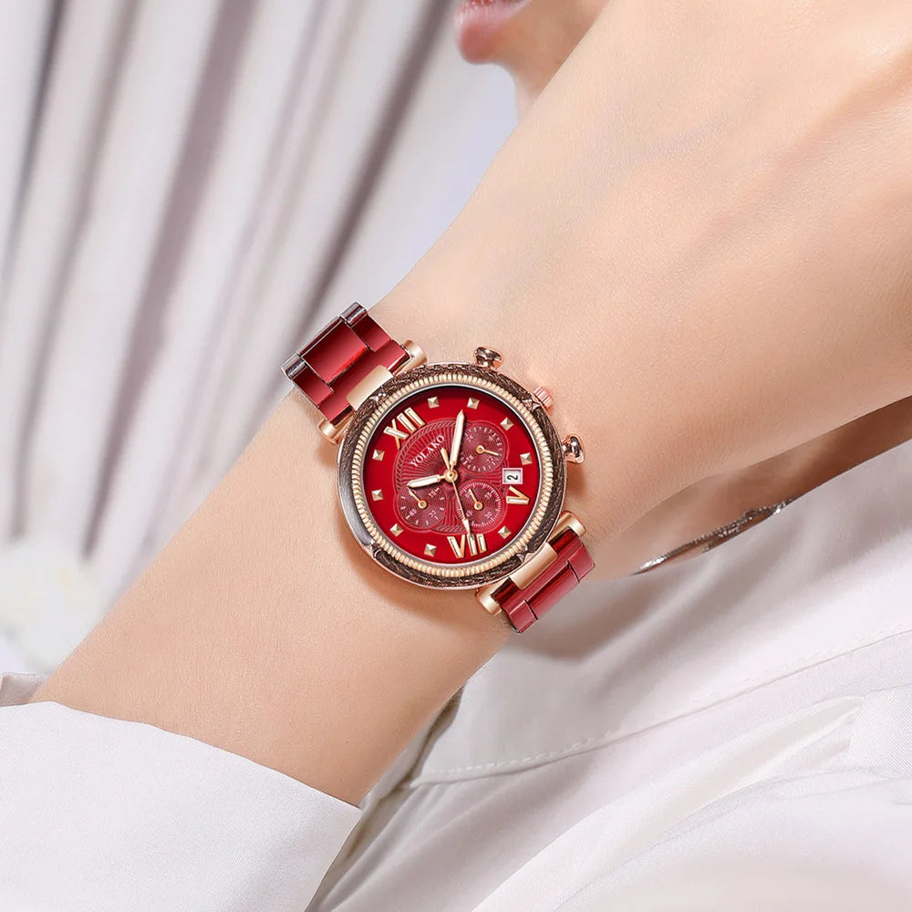 Fashion 5pcs Watch Set Women Blue Watches Women Stainless Steel Auto Date Quartz Wristwatches Montre Pour Femme Reloj Mujer 2022 - Uknowucme