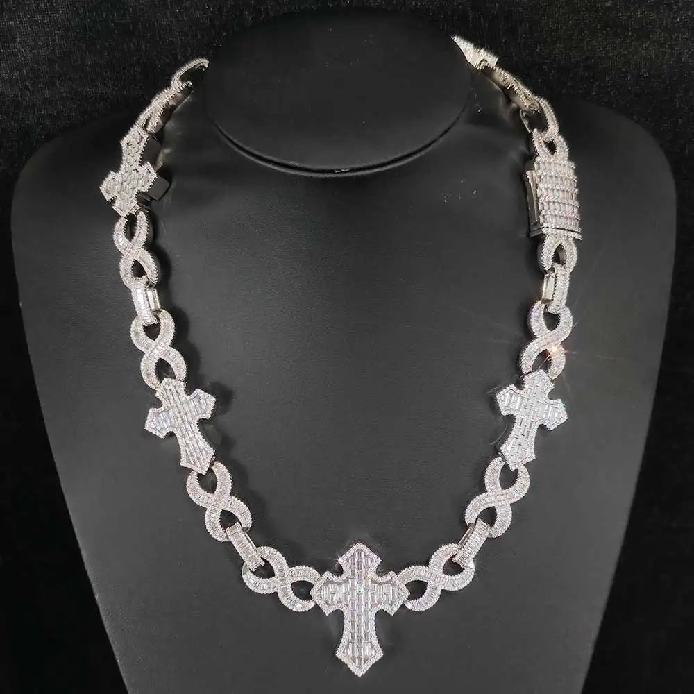 Big Cross Infinite Cuban Chain Necklace Full Iced Out Link Chain - Uknowucme