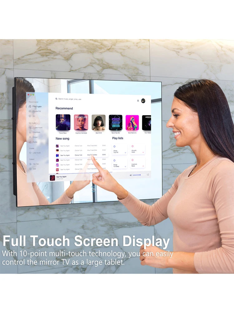 Haocrown 15.6 Inch Waterproof Bathroom TV Smart Mirror Touchscreen Android 11 Television with 5G Wi-Fi Bluetooth (8+64 GB,2023) - Uknowucme