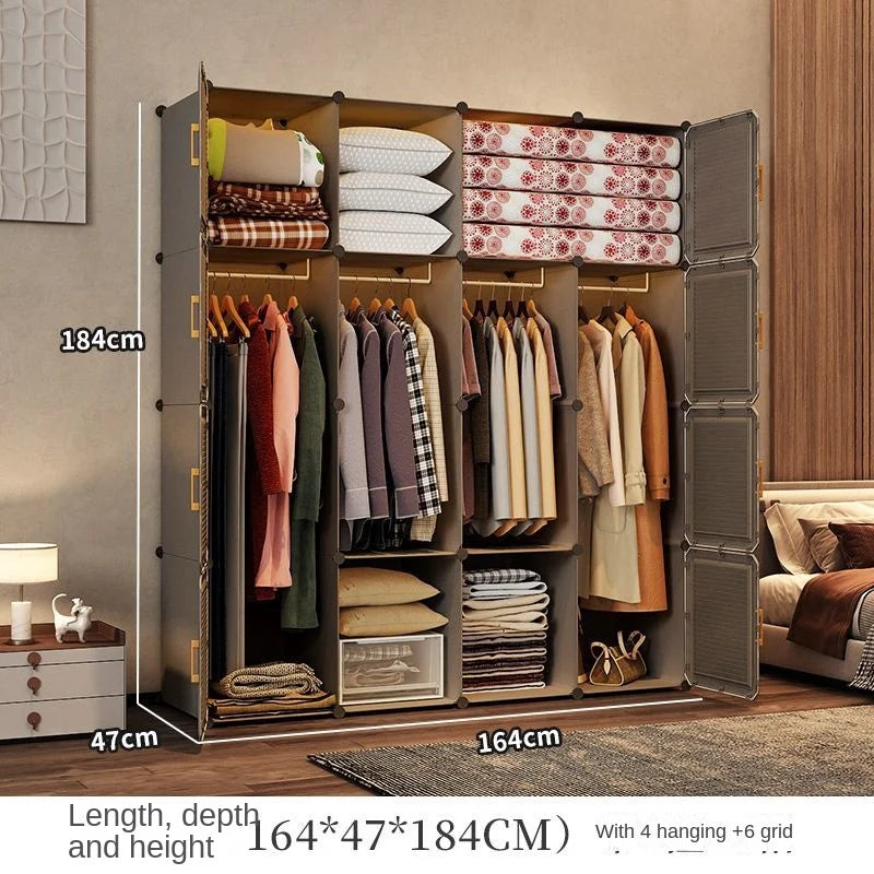 Simplicity Household Wardrobe Bedroom Furniture Clothing Organizer Rack Assemble Storage Cabinets Dustproof Collapsible Locker - Uknowucme