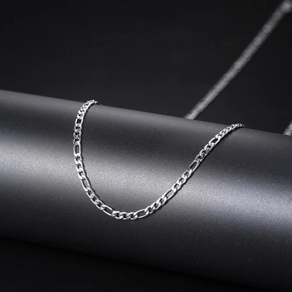 Men 's Figaro Chain Necklace Stainless Steel Minimalist 3mm 60cm Gold Color Fashion New Hip Hop Jewelry Gift Collar Hombres - Uknowucme