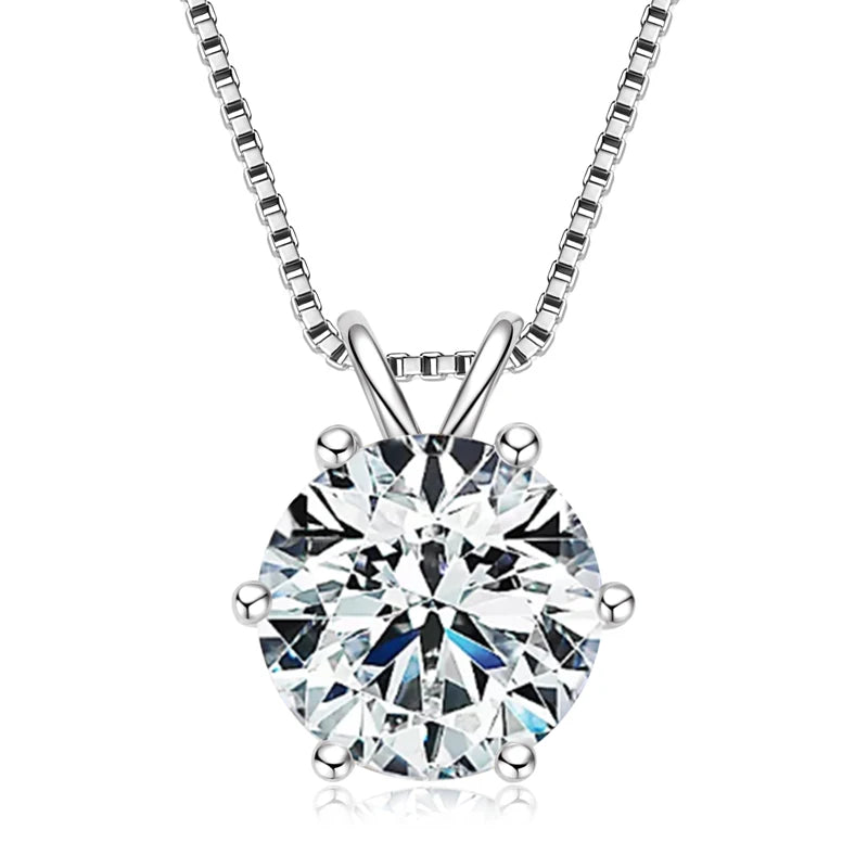 Lnngy 0.5ct-5ct Moissanite Pendant Necklace With Certificate For Women Original Real 925 Silver Chain Solitaire Drop Necklaces - Uknowucme