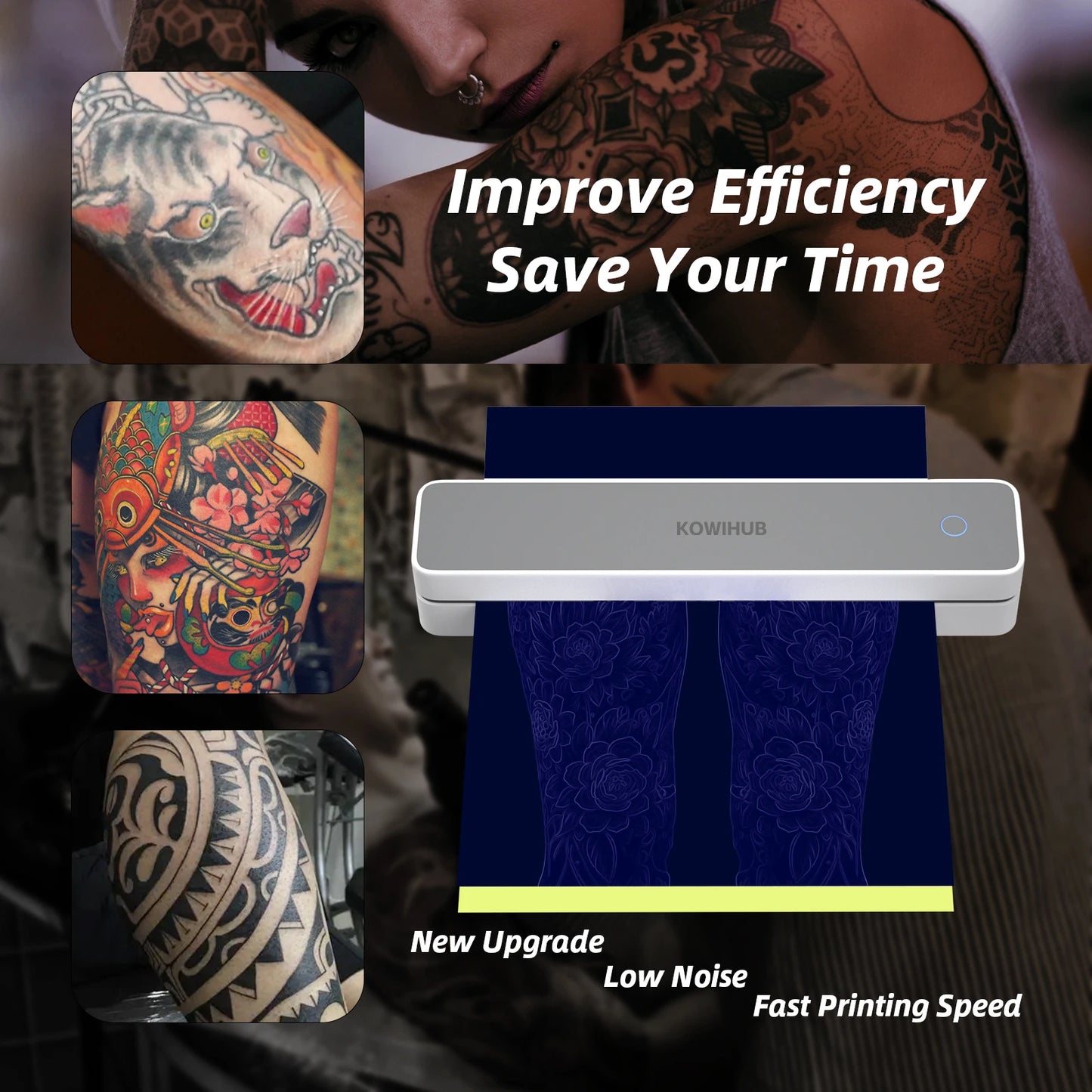 K200 Wireless Tattoo Transfer Printer Bluetooth Thermal Mobile With 10pcs Tattoo Transfer Paper Printer Portable Higher Clarity - Uknowucme