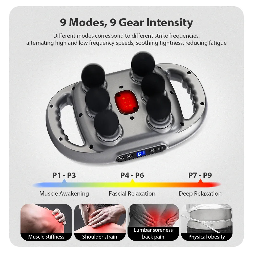 Six-head Fascia Gun High-Frequency Vibration Body Massage Gun Back and Waist Massager Massager Neck Shoulder Massager masajeador - Uknowucme