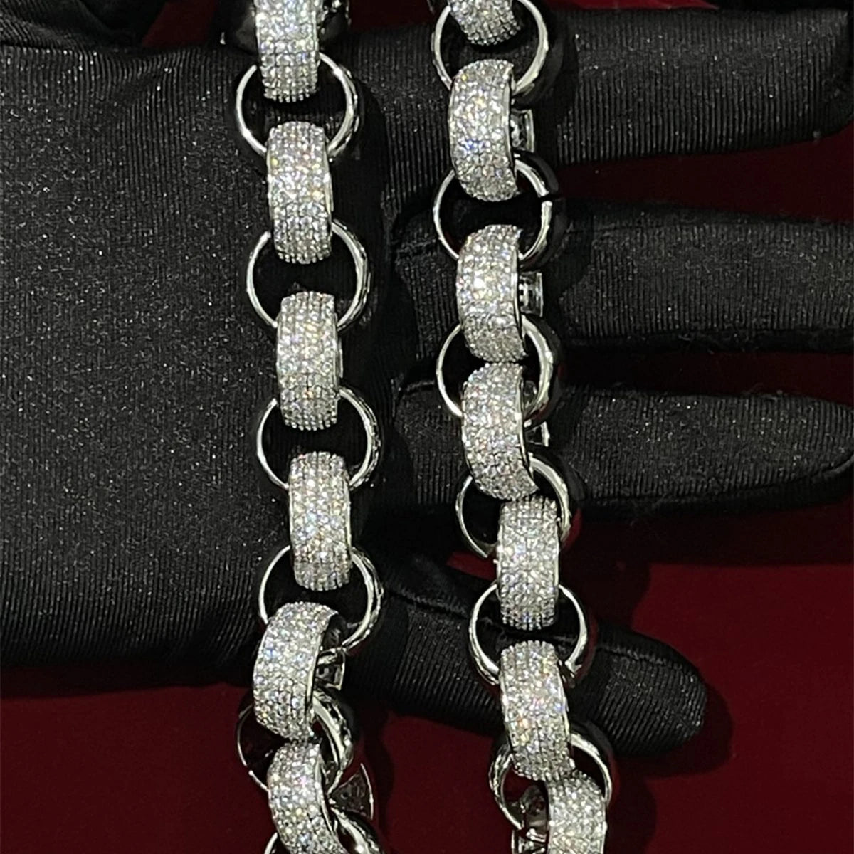 Aokaishen Circle Cuban Link Bracelet Men Copper Chain Iced Out Cubic Zirconia Rapper Rock Hip Hop Jewelry - Uknowucme