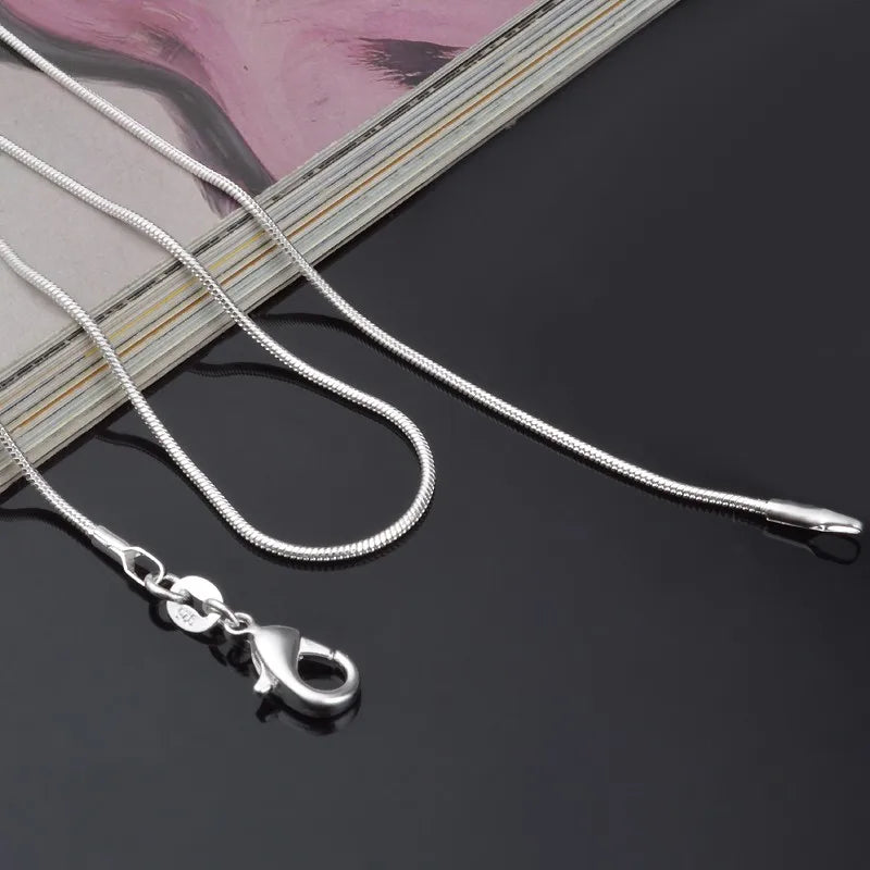 925 sterling silver necklace women, silver fashion jewelry Snake Chain 1mm Necklace 16 18 20 22 24" - Uknowucme