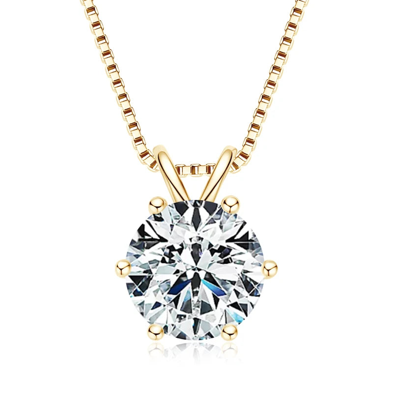 Lnngy 0.5ct-5ct Moissanite Pendant Necklace With Certificate For Women Original Real 925 Silver Chain Solitaire Drop Necklaces - Uknowucme