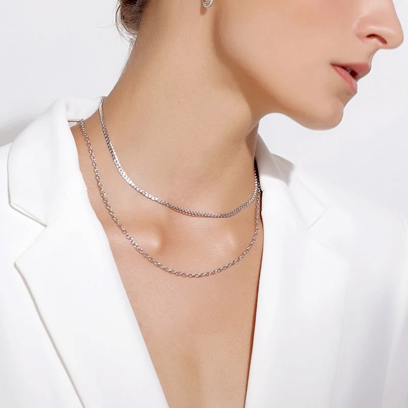 U7 Solid 925 Sterling Silver Chain Necklace for Men Women Twised Rope Italian Figaro Cuban Curb Chains Stackable Unisex Jewelry - Uknowucme