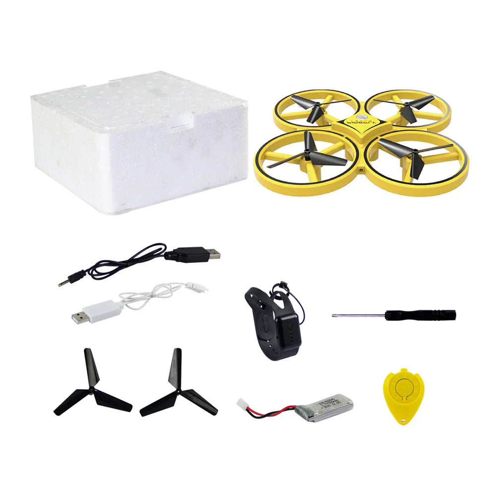 Hand-Controlled Rechargeable Drone Foldable Durable Abs Material 360° Rotating Indoor Flyer Led