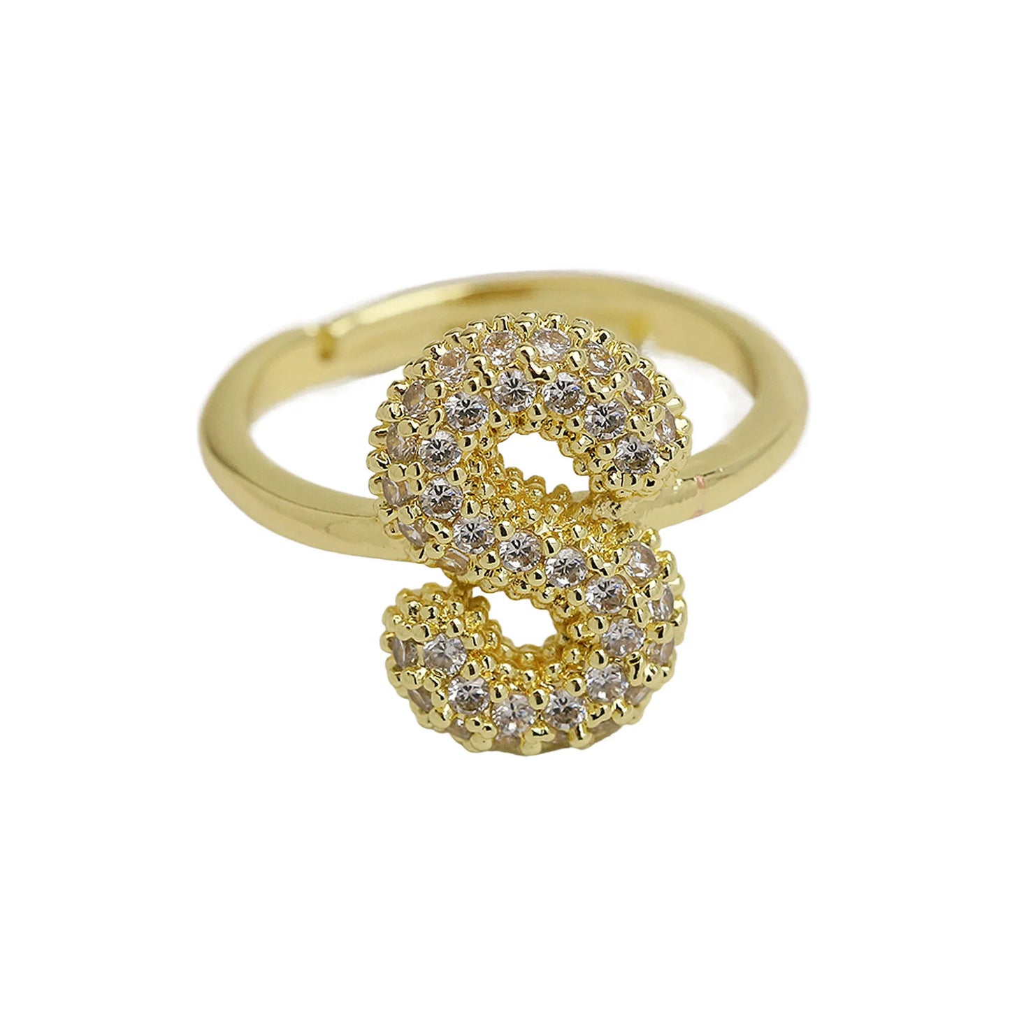 Bubble Cute 26 Letters Ring for Women Balloon Gold Plated Zircon A-Z Letters Open Adjustable Ring Aesthetic Wedding Jewelry Gift - Uknowucme