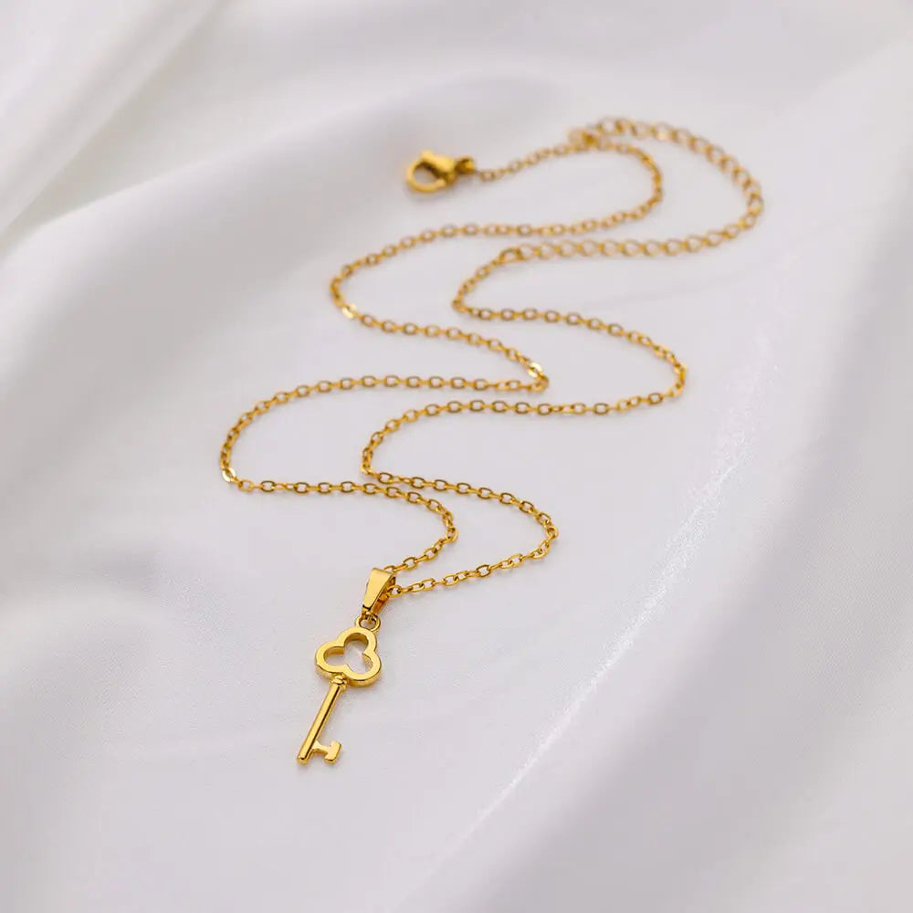 316L Stainless Steel Gold Color key Pendant For Women Non-fading Necklaces Accessories Top Quality Jewelry Gifts - Uknowucme