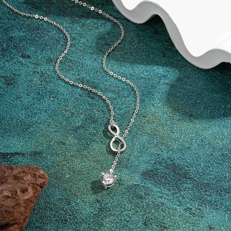 Anziw 7x10mm 2ct Pear Cut Moissanite Infinity Pendant Necklace for Women 925 Sterling Silver Adjustable Chain Fine Jewelry Gift - Uknowucme