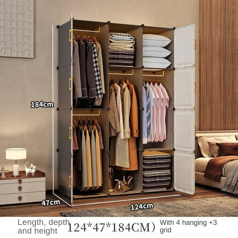 Simplicity Household Wardrobe Bedroom Furniture Clothing Organizer Rack Assemble Storage Cabinets Dustproof Collapsible Locker - Uknowucme
