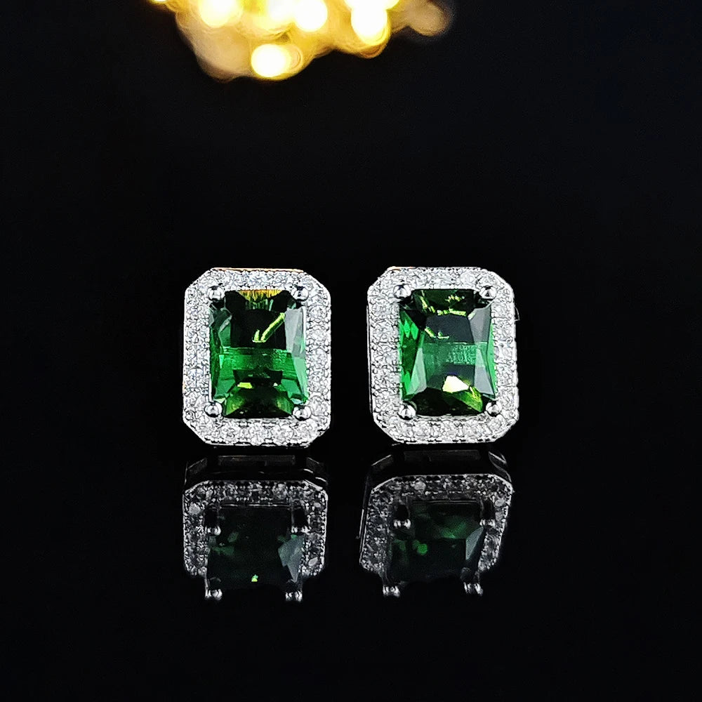2024 New Luxury Princess Green Color Earring for Women Anniversary Gift Jewelry Wholesale Moonso E6049 - Uknowucme