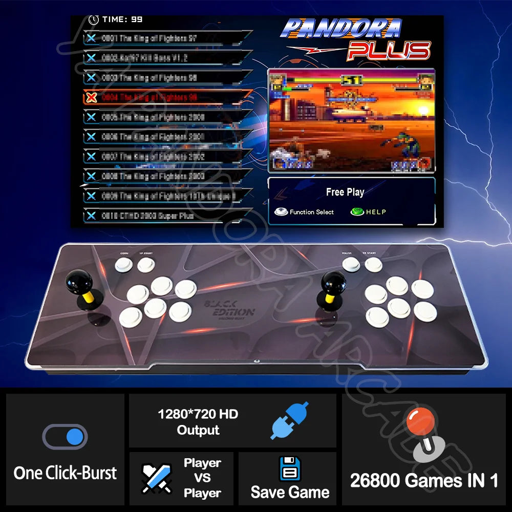 26800 in 1 Latest Pandora DX Plus Box Retro Arcade Game Machine Dual Joystick LED Light Buttons Console Suitable For Family Play - Uknowucme