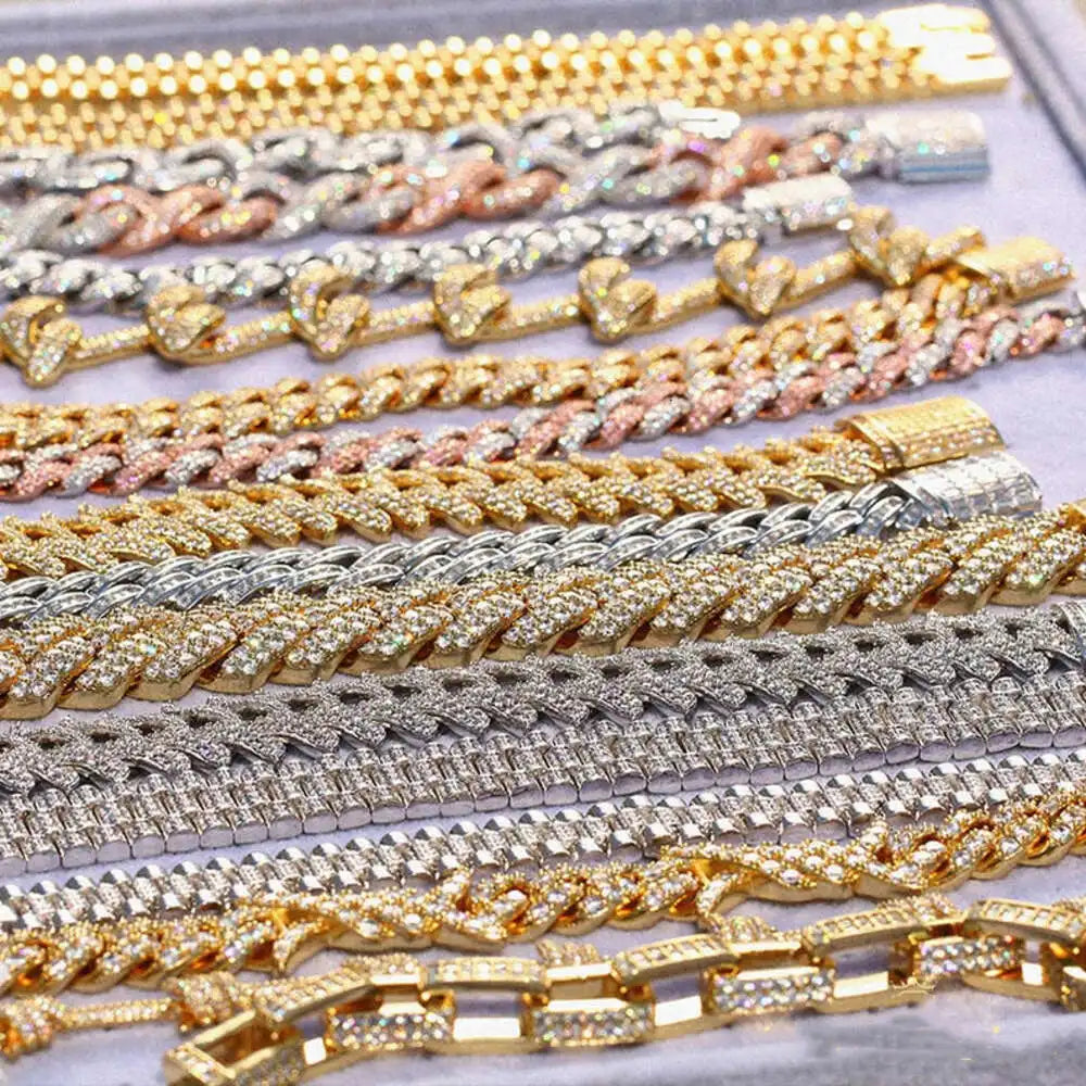 Master Rocks Hiphop Necklace 18mm 925 Sterling Silver Iced Out Necklace 4 Rows Moissanite Cuban Link Chain - Uknowucme