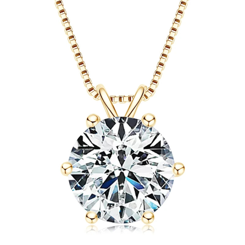 Lnngy 0.5ct-5ct Moissanite Pendant Necklace With Certificate For Women Original Real 925 Silver Chain Solitaire Drop Necklaces - Uknowucme